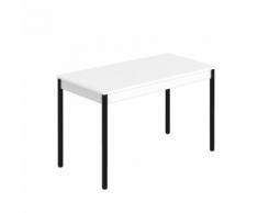 Table de réunion multiforme classique rectangulaire plateau blanc piétement noir