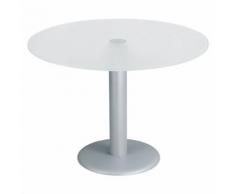 Table de réunion ronde plateau en verre pied aluminium - Next