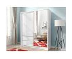 Vente-unique.com Armoire SISKO - 1 porte coulissante & 2 tiroirs - Avec Miroir - L154cm - Blanc