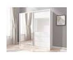 Vente-unique.com Armoire ELIAS - 1 porte coulissante & 3 tiroirs - Avec Miroir - L204cm - Blanc