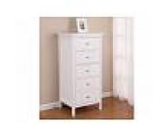 Vente-unique.com Chiffonnier ALBANE - 5 tiroirs - Pin blanc