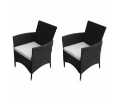 vidaXL ensemble chaise de jardin en poly rotin 2 pcs noir