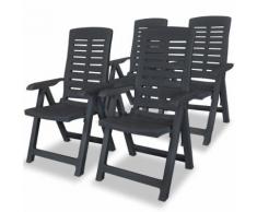 vidaXL Chaise inclinable de jardin 4 pcs Plastique Anthracite
