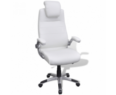 vidaXL Chaise pivotante réglable avec accoudoir en cuir artificiel Blanc