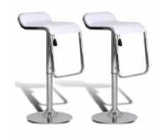 vidaXL Tabouret pivotant de bar 2 pcs Cuir artificiel Blanc