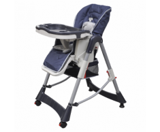 vidaXL Chaise haute Deluxe et Réhausseur bébé couleur Bleu foncé