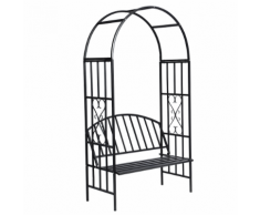vidaXL Gloriette de jardin noire avec banc