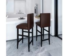 vidaXL Tabouret de bar 2 pcs Cuir synthétique Marron
