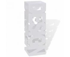 vidaXL Blanc Carré Porte-parapluie Stockage pour cannes bâtons Acier 48,5 cm