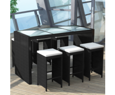 vidaXL Jeu de bar jardin 13 pcs Noir Résine tressée