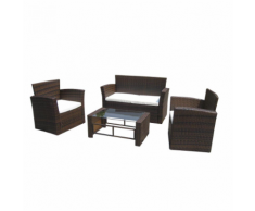 vidaXL Jeu de canapé jardin 8 pcs Marron Résine tressée