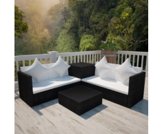 vidaXL Ensemble de mobilier jardin 14 pcs Résine tressée Noir