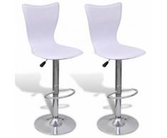 vidaXL Tabouret pivotant de bar 2 pcs Cuir artificiel Blanc