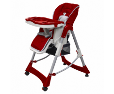vidaXL Chaise haute Deluxe et Réhausseur bébé couleur Rouge bordeaux