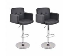 vidaXL Tabouret pivotant de bar 2 pcs Cuir artificiel Noir