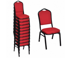 vidaXL Chaise de salle à manger 10 pcs Empilable Tissu Rouge