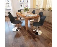 vidaXL Chaise de salle à manger 6 pcs Hauteur réglable Noir