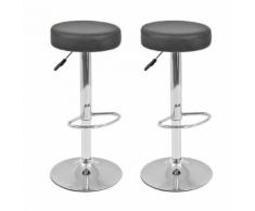 vidaXL Tabouret pivotant de bar 2 pcs Cuir artificiel Noir