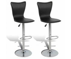 vidaXL Tabouret pivotant de bar 2 pcs Cuir artificiel Noir