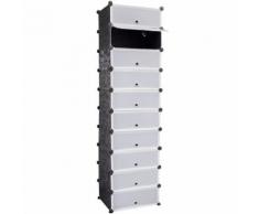 vidaXL Meuble à chaussure noir et blanc 10 compartiments 47 x 37 172 cm