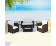 vidaXL Ensemble de canapés jardin 10 pièces Rotin synthétique Marron