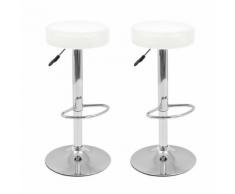 vidaXL Tabouret pivotant de bar 2 pcs Cuir artificiel Blanc