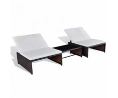 vidaXL Jeu de chaise longue 5 pcs Résine tressée Marron
