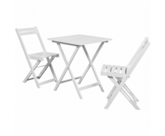 vidaXL Jeu de bistro pour balcon 3 pcs Blanc Bois d'acacia