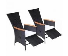 vidaXL Chaise inclinable de jardin 2 pcs Rotin synthétique Bois d'acacia