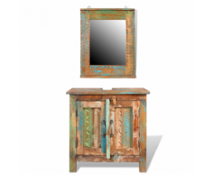 vidaXL Ensemble meuble sous vasque et miroir en bois massif recyclé