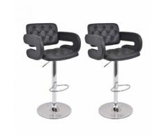 vidaXL Tabouret pivotant de bar 2 pcs Cuir artificiel Noir