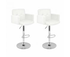 vidaXL Tabouret pivotant de bar 2 pcs Cuir artificiel Blanc