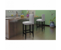 vidaXL Lot de 2 tabourets bar Cuir artificiel Blanc