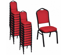vidaXL Chaise de salle à manger 20 pcs Empilable Tissu Rouge