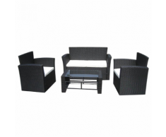 vidaXL Jeu de canapé jardin 8 pcs Noir Résine tressée