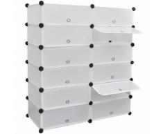 vidaXL Meuble à chaussure blanc 12 compartiments 92x37x105 cm