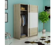 vidaXL Armoire avec 2 portes coulissantes Blanc brillant 150 cm