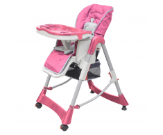 vidaXL Chaise haute Deluxe et Réhausseur bébé couleur Rose