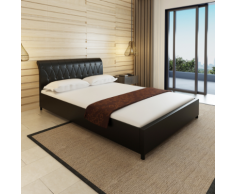vidaXL Lit 140 x 200 cm Cuir artificiel Noir