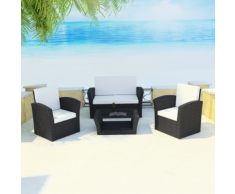 vidaXL Jeu de canapés jardin 10 pcs Noir Résine tressée