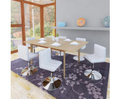 vidaXL Chaise de salle à manger 6 pcs Hauteur réglable Blanc