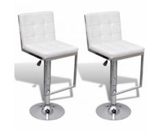 vidaXL Tabouret pivotant de bar 2 pcs Cuir artificiel Blanc