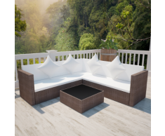 vidaXL Ensemble de mobilier jardin 17 pcs Résine tressée Marron
