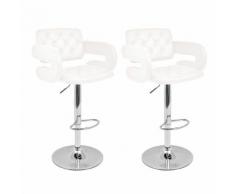 vidaXL Tabouret pivotant de bar 2 pcs Cuir artificiel Blanc
