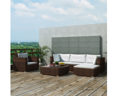 vidaXL Jeu de canapé jardin 17 pcs Marron Résine tressée