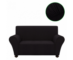 vidaXL housse de canapé en polyester jersey extensible noir