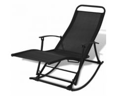 vidaXL Chaise à bascule pliable de jardin Noir