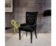 vidaXL Fauteuil avec cadre en bois Velours Noir