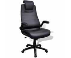 vidaXL Chaise pivotante réglable avec accoudoir en cuir artificiel Noir