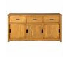 Grenier Alpin Enfilade Pin Massif 3 Tiroirs Et 3 Portes Coulissantes Memphis - Grenier Alpin